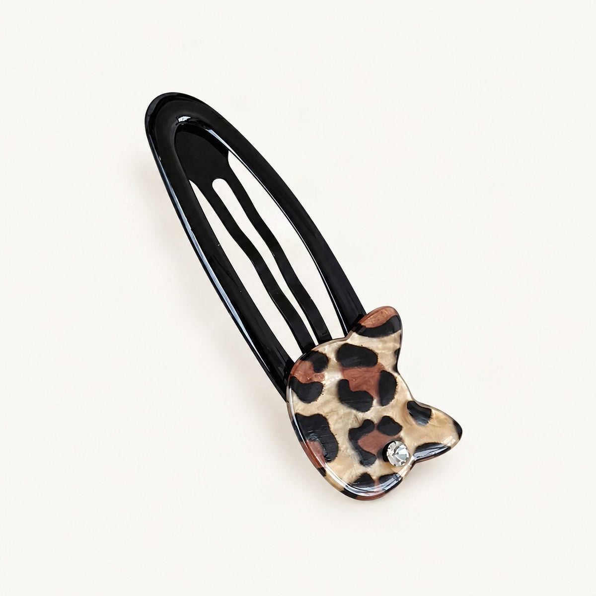 Acrylic Cat Hair Clip with Rhinestone Detail in Latte Leopard [FITINY Hair]