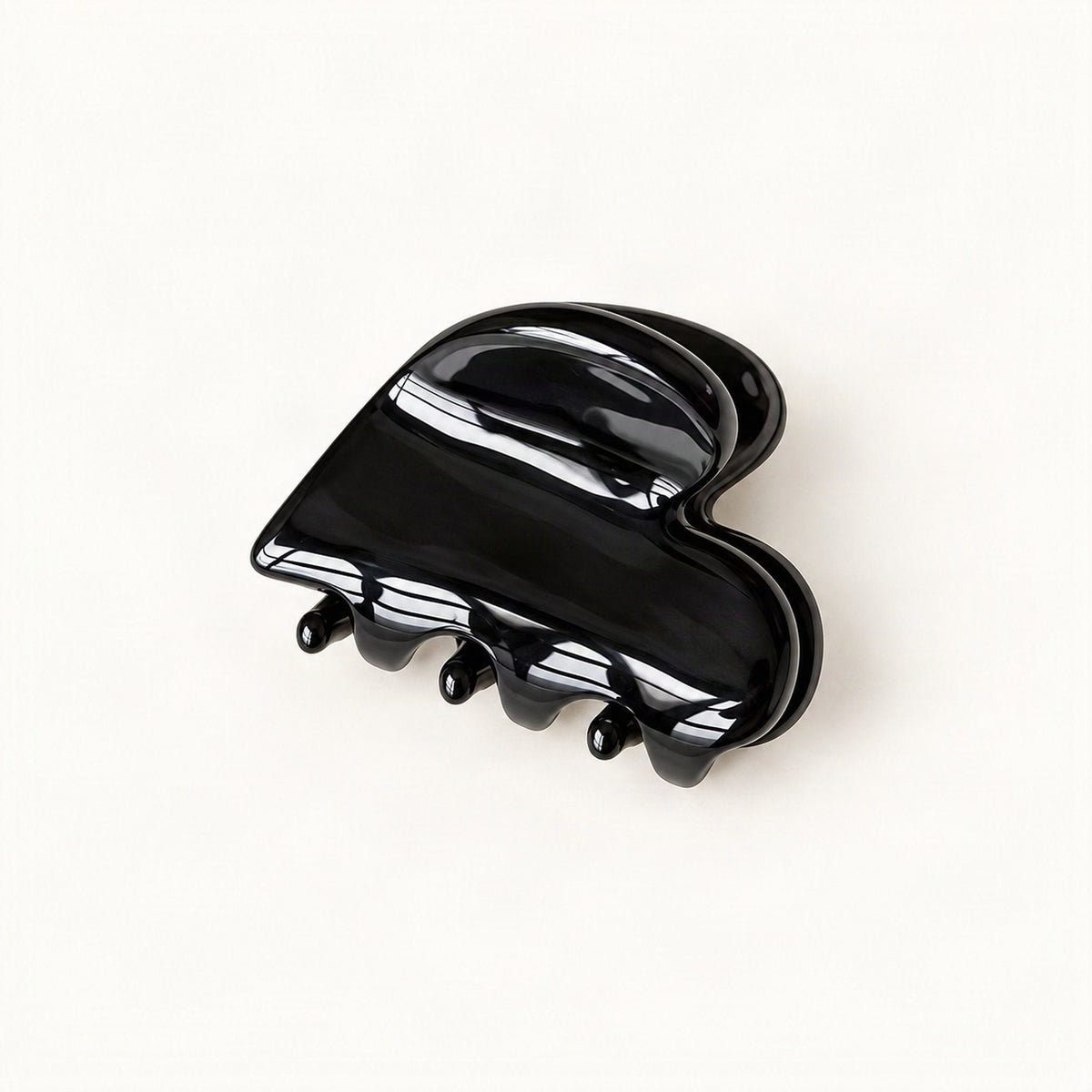 Mini Cellulose Acetate Heart Claw Clip, 1.3 in in Black [FITINY Hair]