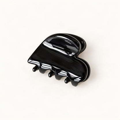 Mini Cellulose Acetate Heart Claw Clip, 1.3 in in Black [FITINY Hair]