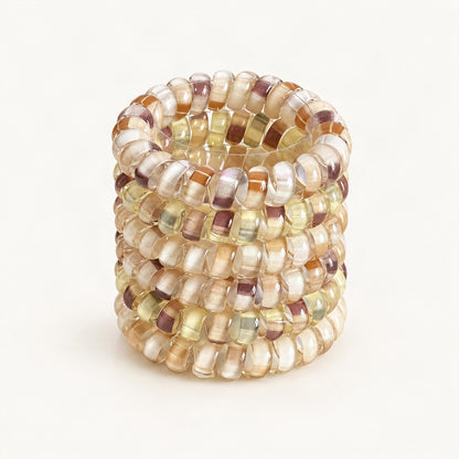 High-Stretch Coil Hair Ties, 5.5 cm in Cream & Chocolate [FITINY Hair]
