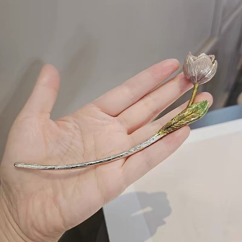 Vintage Tulip Hair Stick with Faux Pearls, additional view 1
