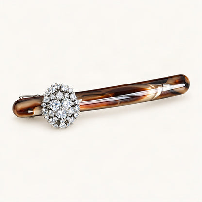 Cellulose Acetate Rhinestone Cluster Hair Clip 8.5cm in Chocolate [FITINY Hair]
