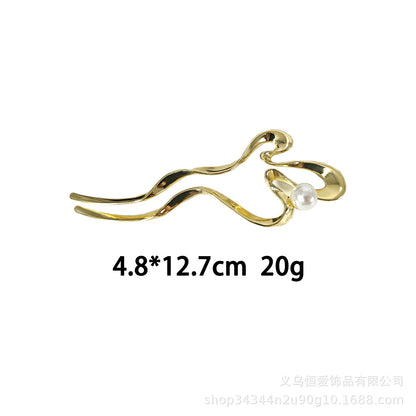 Metal U-Shaped Hair Fork with Decorative Top, additional view 3