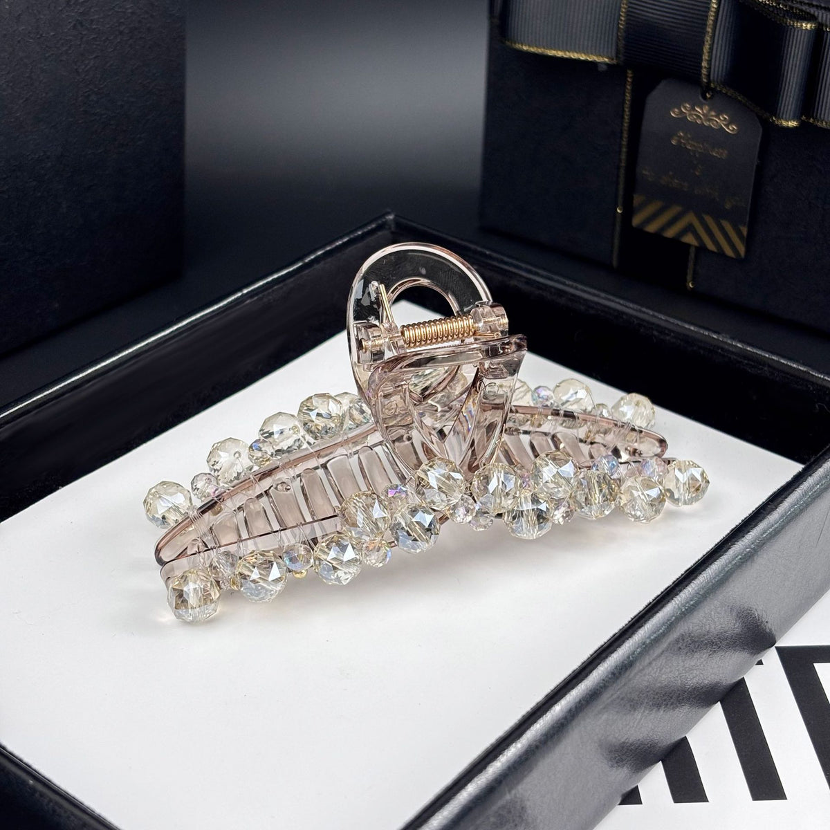 Crystal Rhinestone Large Beaded-Edge Claw Clip, additional view 2