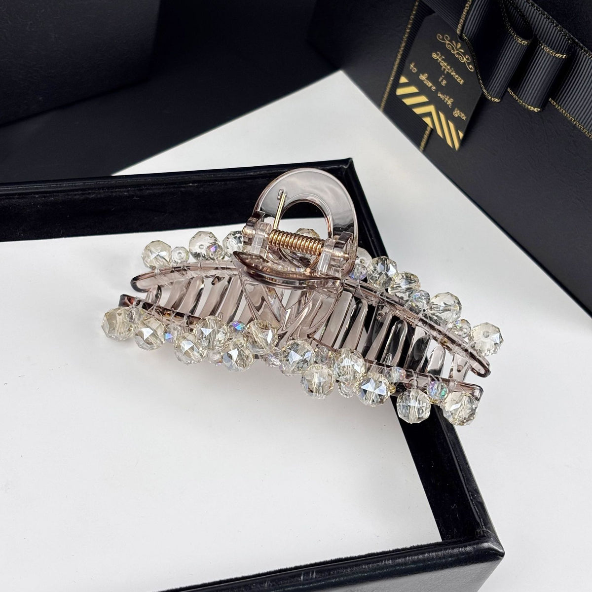 Crystal Rhinestone Large Beaded-Edge Claw Clip, additional view 3