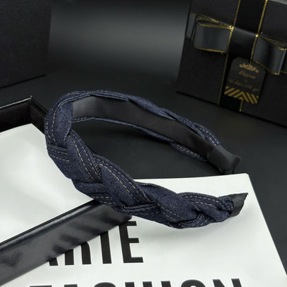 Braided Denim Headband – Twisted Knot Style, additional view 2