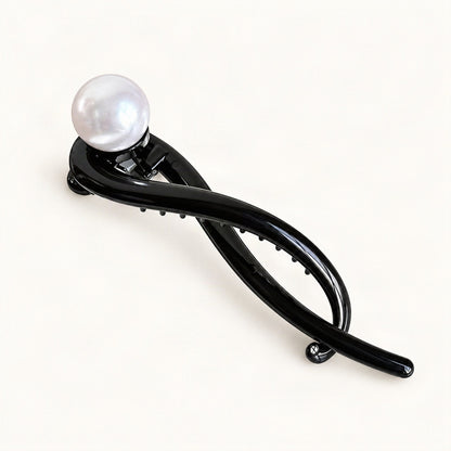 White resin claw hair clip with bead accents [FITINY Hair]