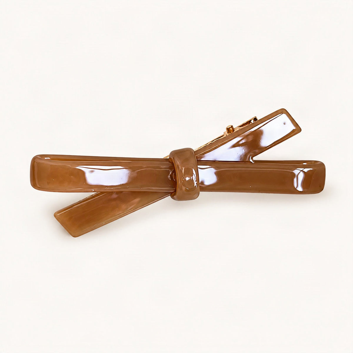 Cellulose Acetate Bow Side Hair Clip, 6.6 cm in Brown [FITINY Hair]