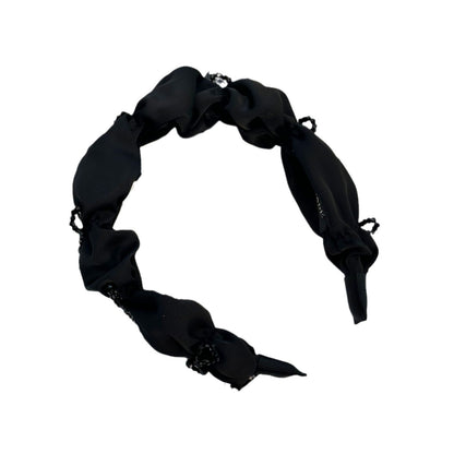 Satin Ruched Headband with Crystal Bow Accent, additional view 2