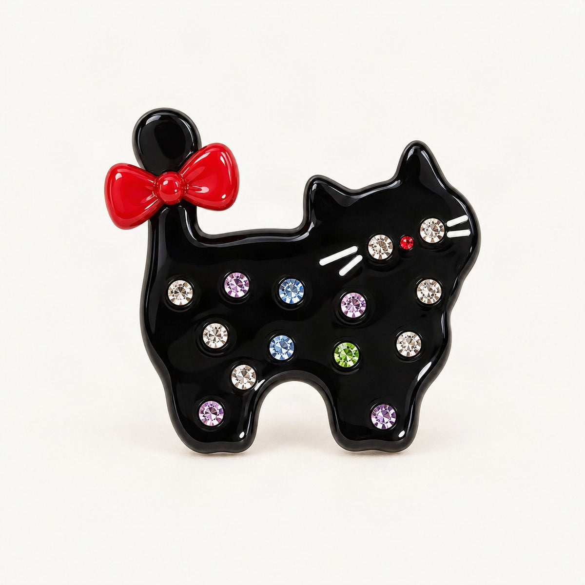 Acetate 4 cm Rhinestone Cat Hair Clip in Black [FITINY Hair]