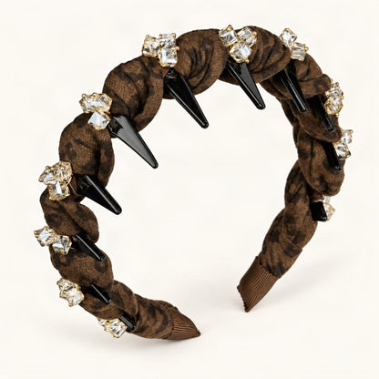 Twisted Knot Headband with Rhinestones in Leopard [FITINY Hair]