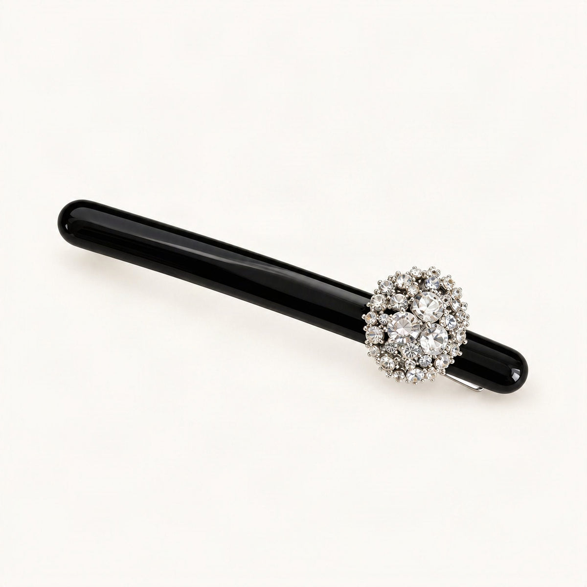 Cellulose Acetate Rhinestone Cluster Hair Clip 8.5cm in Black [FITINY Hair]