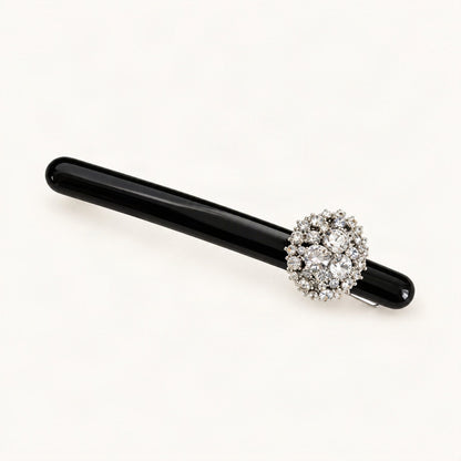 Cellulose Acetate Rhinestone Cluster Hair Clip 8.5cm in Black [FITINY Hair]
