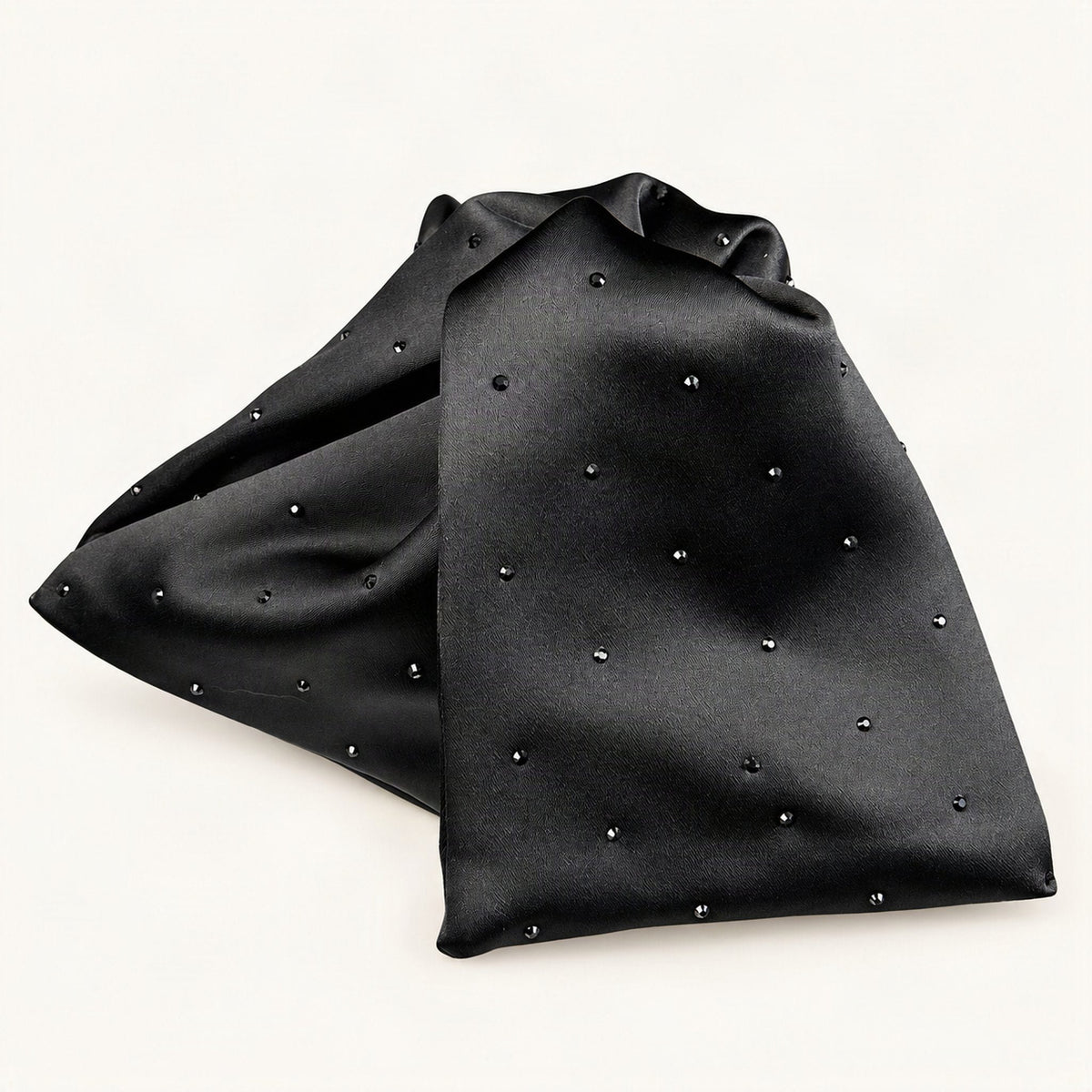 Oversized Satin Bow Claw Clip with Rhinestones in Black [FITINY Hair]