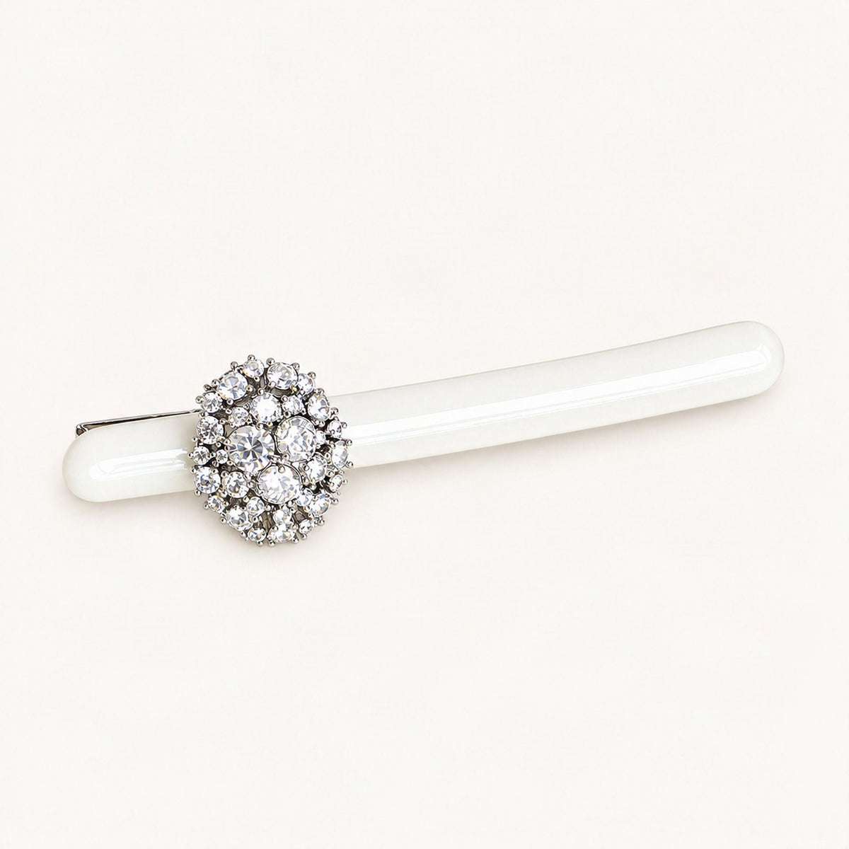 Cellulose Acetate Rhinestone Cluster Hair Clip 8.5cm in White [FITINY Hair]