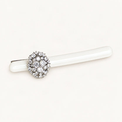 Cellulose Acetate Rhinestone Cluster Hair Clip 8.5cm in White [FITINY Hair]