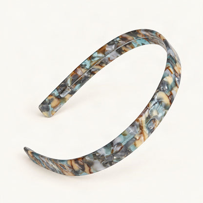 Wide Cellulose Acetate Headband in Multiple Colors in Blue Floral [FITINY Hair]