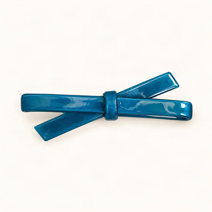 Cellulose Acetate Bow Side Hair Clip, 6.6 cm in Blue [FITINY Hair]