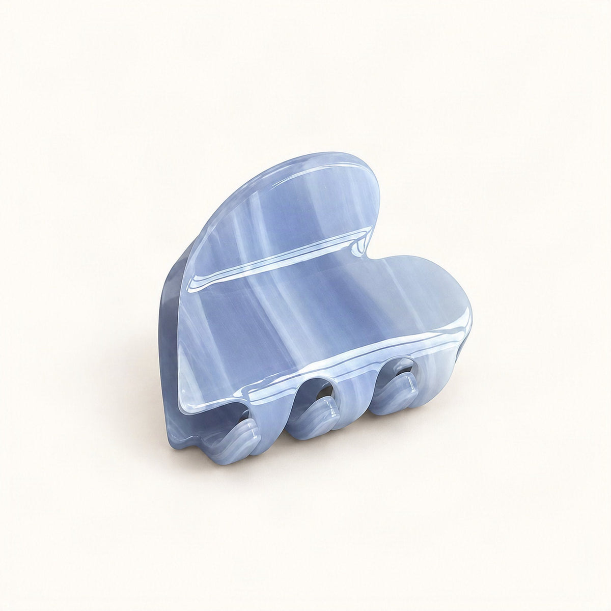 Mini Cellulose Acetate Heart Claw Clip, 1.3 in in Blue & White [FITINY Hair]