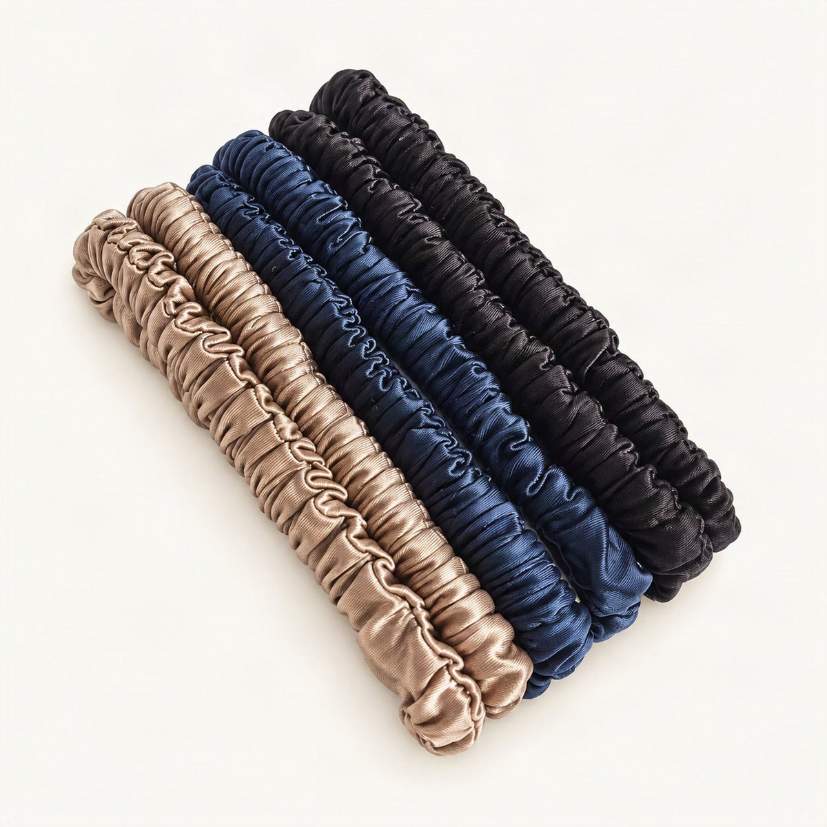 Silky Skinny Scrunchie Hair Ties, Set of 12 in Neutral Mix [FITINY Hair]