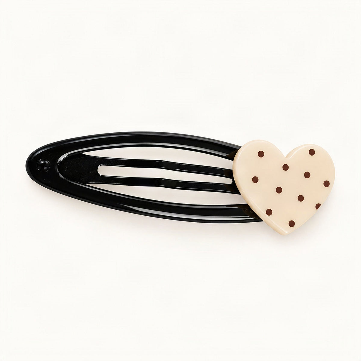 Cream polka dot acetate clip for bangs [FITINY Hair]