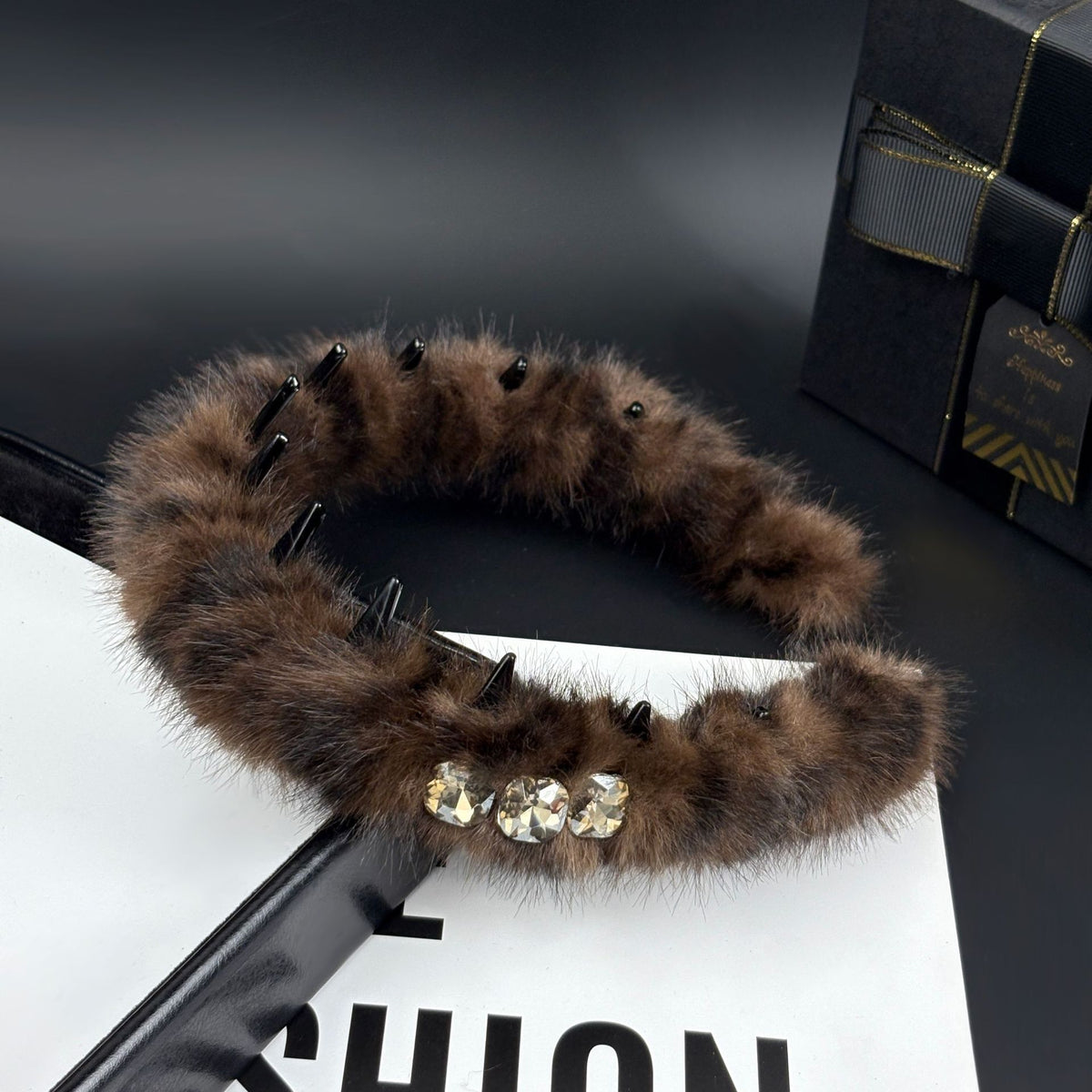 Faux Fur Headband with Toothed Lining, additional view 4