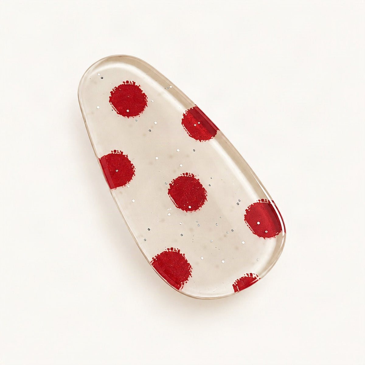 Acrylic Side Hair Clip with Glitter and Patterned Design in Red Polka Dot [FITINY Hair]