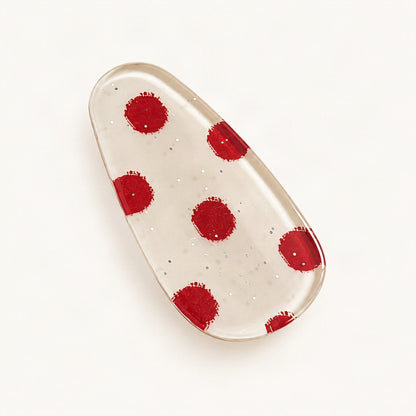 Acrylic Side Hair Clip with Glitter and Patterned Design in Red Polka Dot [FITINY Hair]