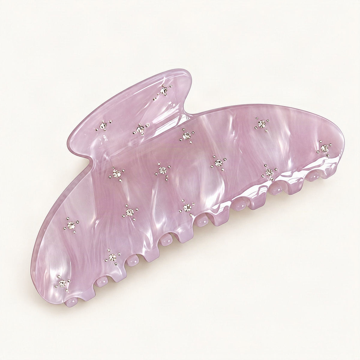 Acetate Claw Hair Clip with Rhinestone Star Details, 10.5 cm in Purple [FITINY Hair]