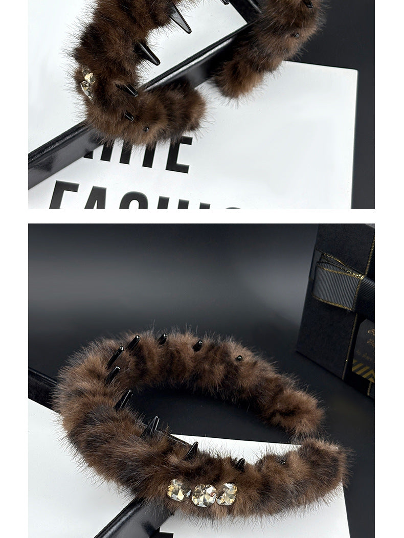 Faux Fur Headband with Toothed Lining, additional view 7