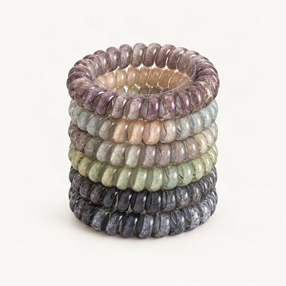 High-Stretch Coil Hair Ties, 5.5 cm in Green & Grey [FITINY Hair]