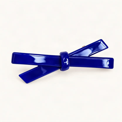 Cellulose Acetate Bow Side Hair Clip, 6.6 cm in Navy [FITINY Hair]