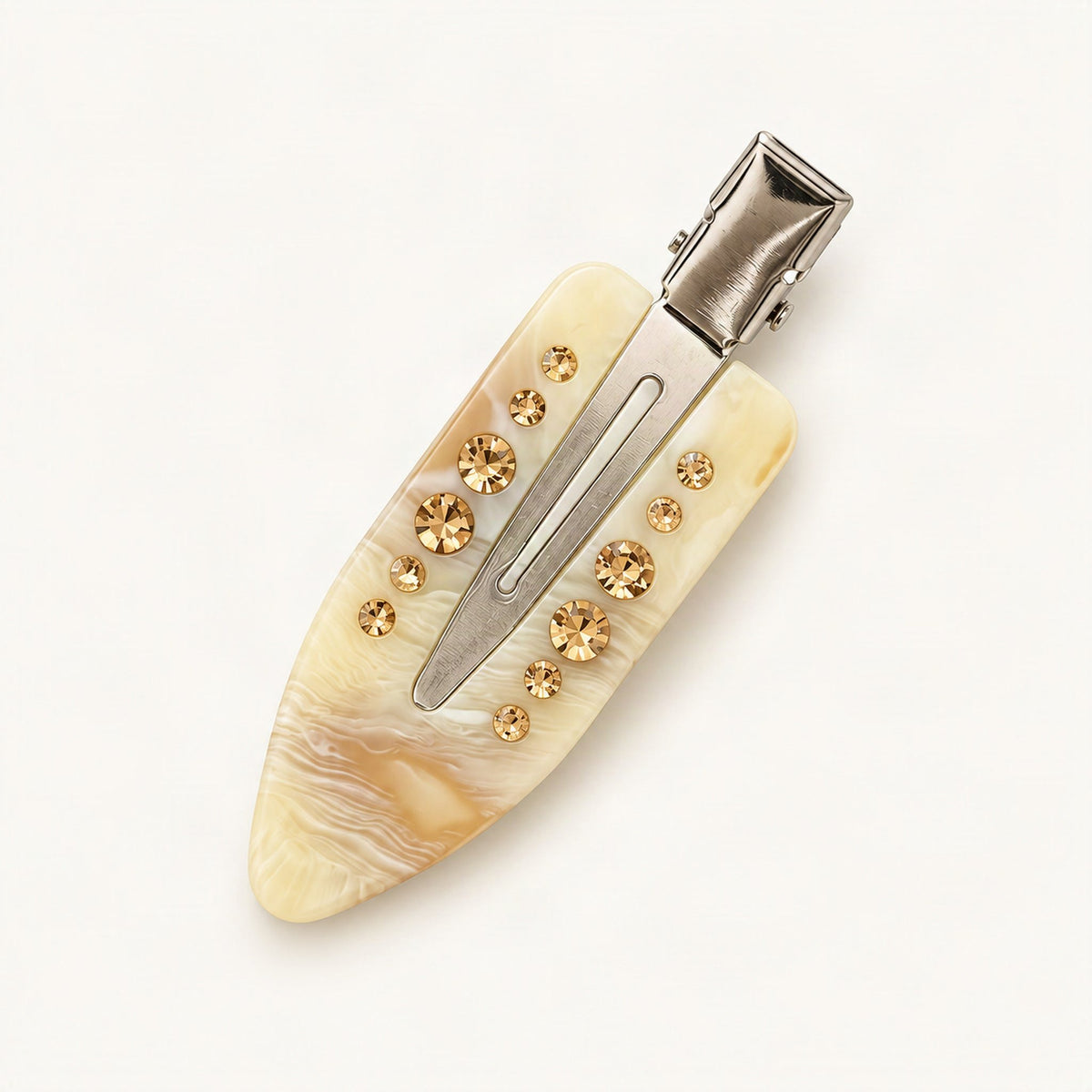 Rhinestone Acetate Duckbill Side Clip in Cream [FITINY Hair]