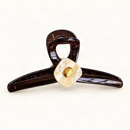 Acrylic Claw Clip with Decorative Beaded Detail in Champagne & Chocolate [FITINY Hair]
