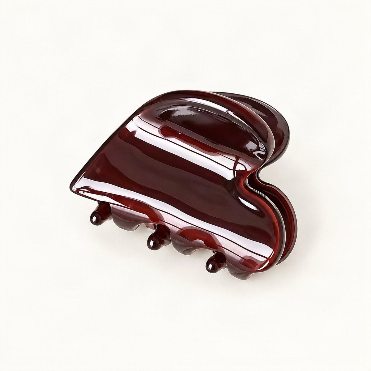Mini Cellulose Acetate Heart Claw Clip, 1.3 in in Brown [FITINY Hair]