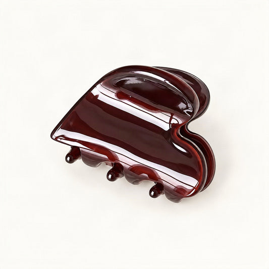 Mini Cellulose Acetate Heart Claw Clip, 1.3 in in Brown [FITINY Hair]
