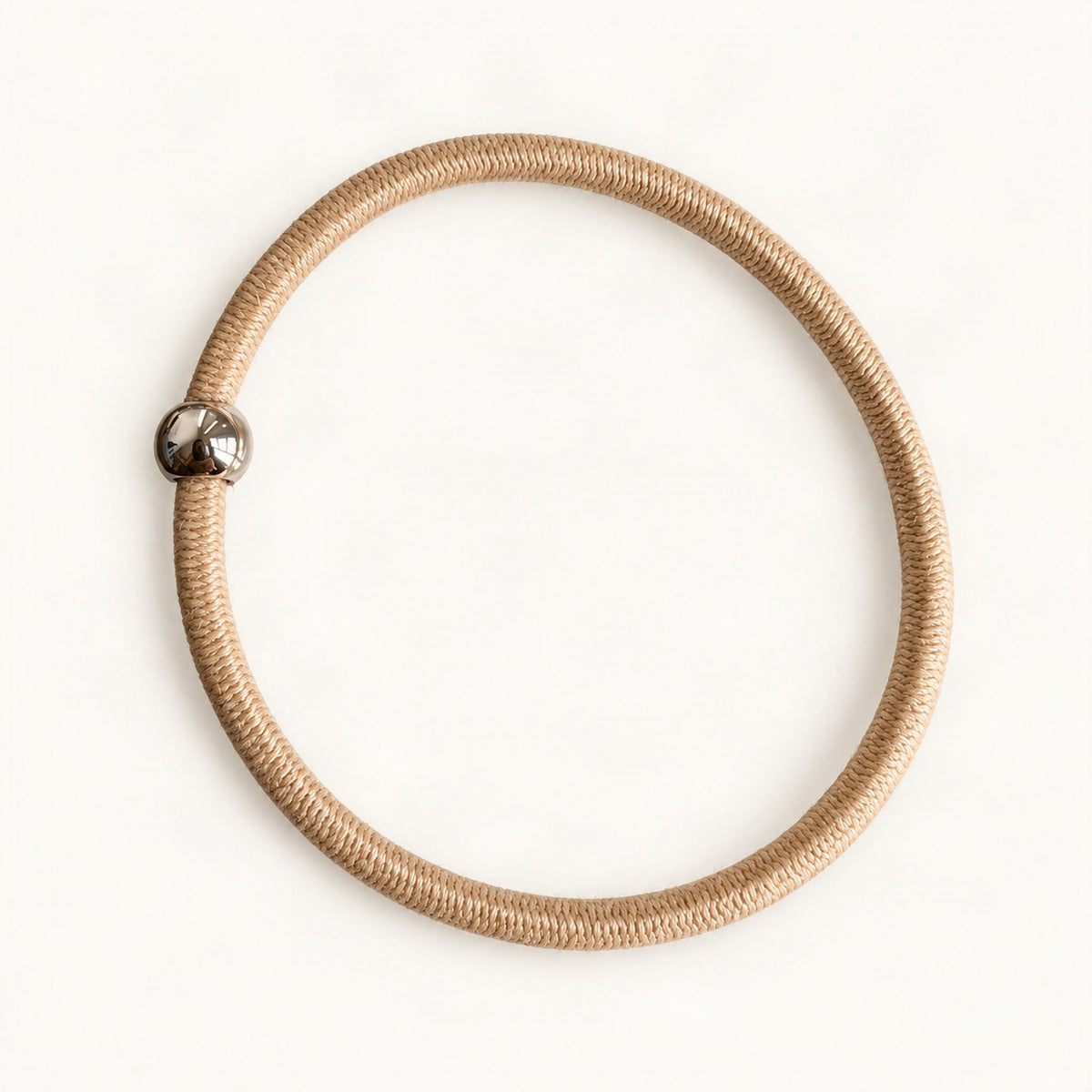 Latte-colored elastic hair tie with bead detail [FITINY Hair]