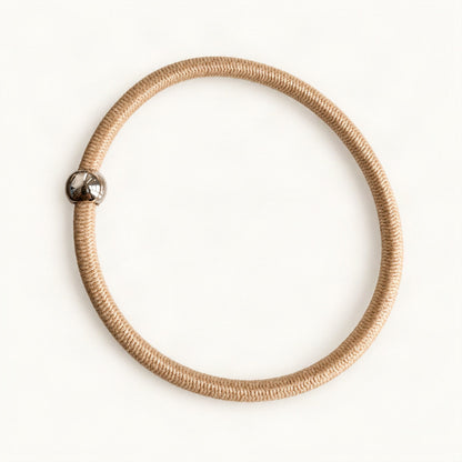 Latte-colored elastic hair tie with bead detail [FITINY Hair]