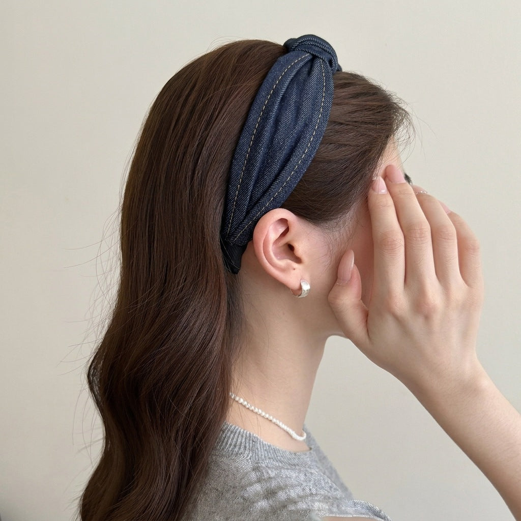 Denim Knot Bow Headband, additional view 1