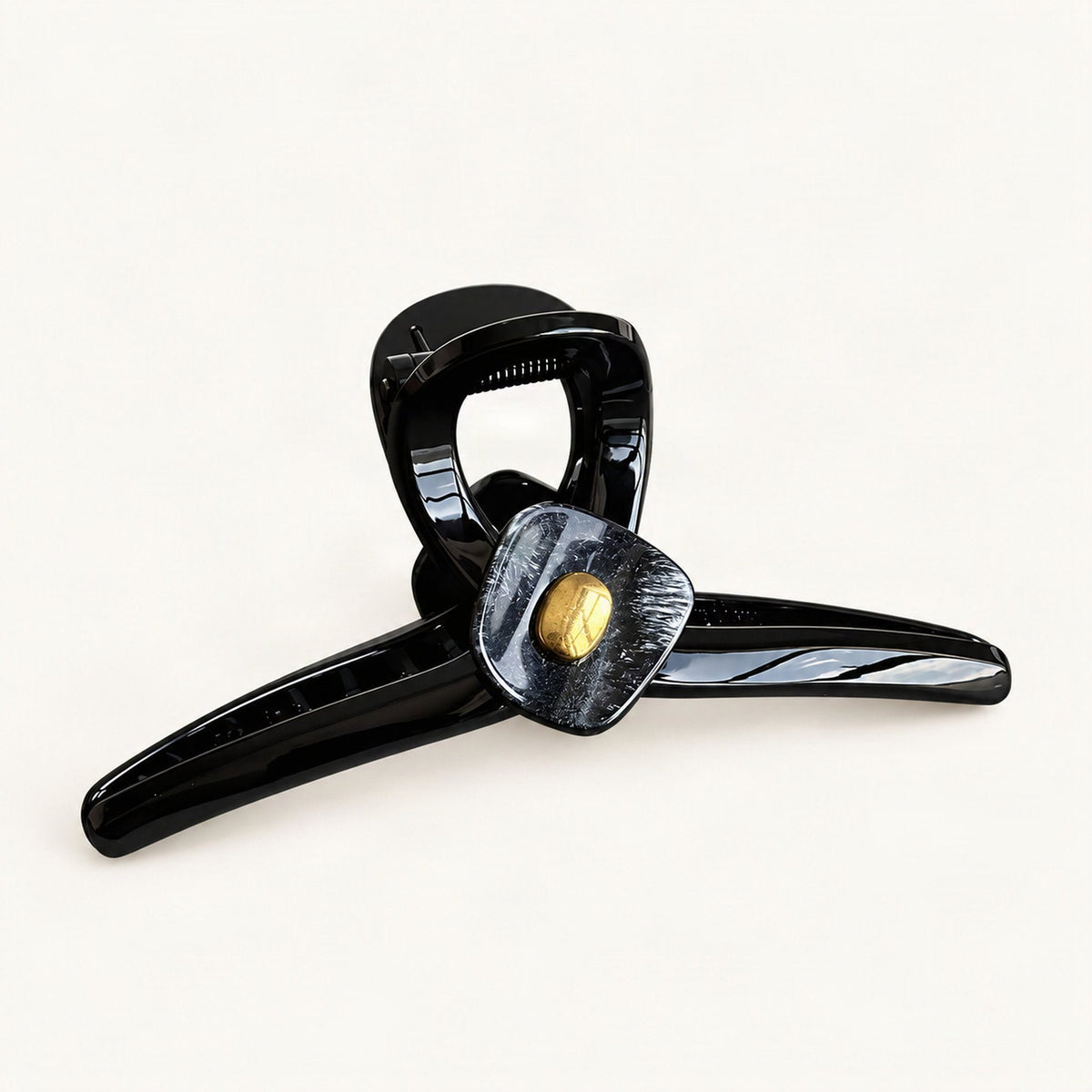 Acrylic Claw Clip with Decorative Beaded Detail in Black [FITINY Hair]