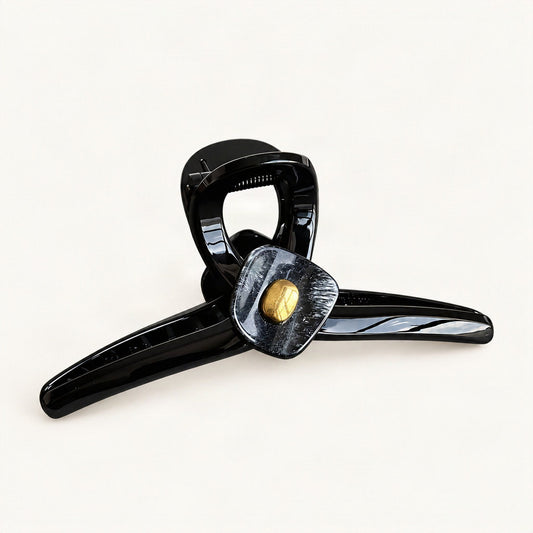 Acrylic Claw Clip with Decorative Beaded Detail in Black [FITINY Hair]