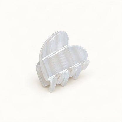 Mini Cellulose Acetate Heart Claw Clip, 1.3 in in White Stripe [FITINY Hair]