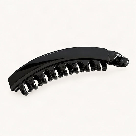 Resin Banana Hair Clip with Twist-Style Design in Black, Glossy [FITINY Hair]