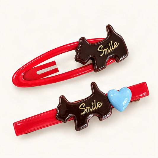 Puppy Hair Clip Set of 2 in Red [FITINY Hair]