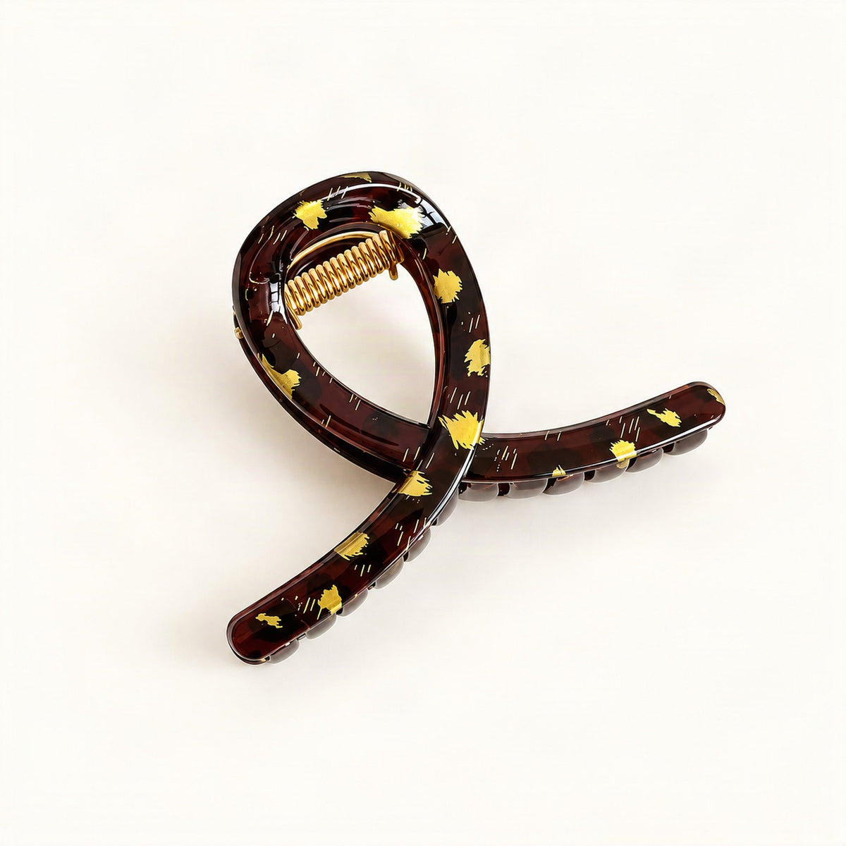 Crossover Loop Resin Claw Clip in Brown [FITINY Hair]