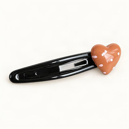 Cute Acetate Snap Clips with Flowers, Bows and Characters in Chocolate Polka Dot, Heart [FITINY Hair]