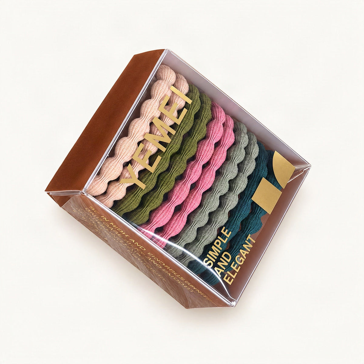 High-Elastic Hair Ties in Box, Seamless Style in Green Mix, Regular [FITINY Hair]