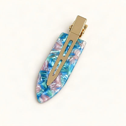 Cellulose Acetate 6.8cm No-Crease Hair Clip in Blue Floral [FITINY Hair]