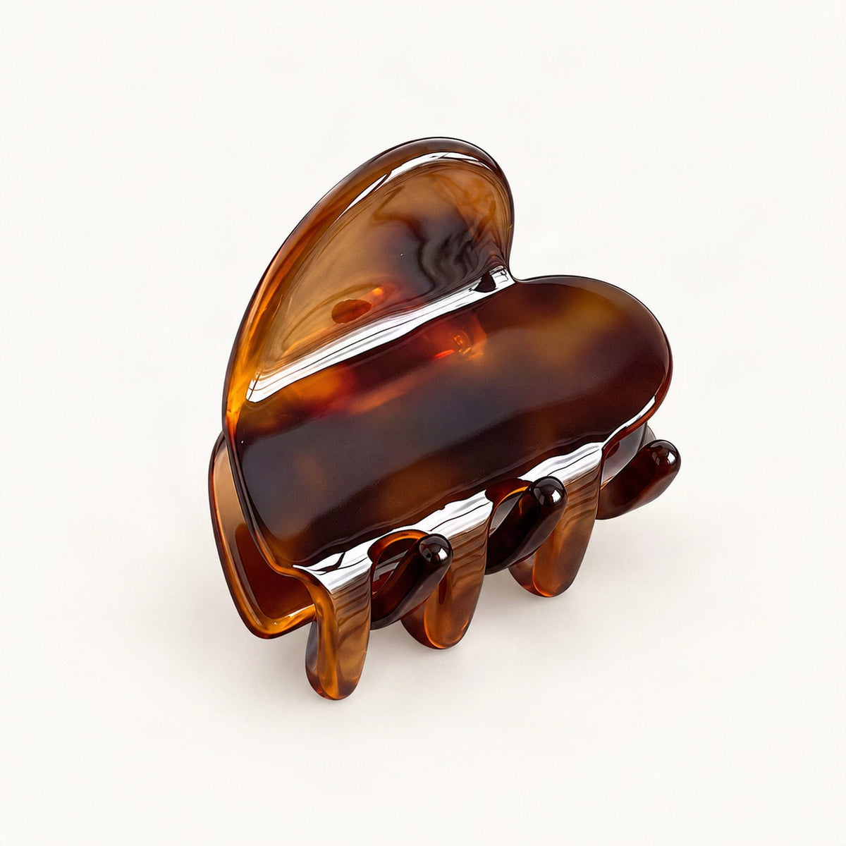 Mini Cellulose Acetate Heart Claw Clip, 1.3 in in Amber Leopard [FITINY Hair]