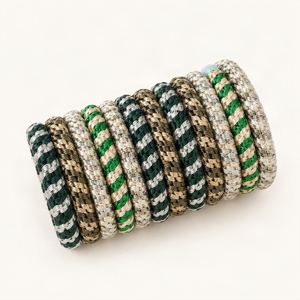 Braided Elastic Hair Ties in a Jar in Green Mix [FITINY Hair]
